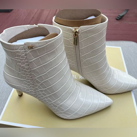 Michael Kors Ivory Croc-Embossed Booties - Picture 10 of 10